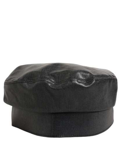 Dolce & Gabbana Black Cotton Gold DG Chain Baker Boy Capello Hat