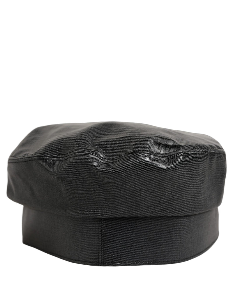 Dolce & Gabbana Black Cotton Gold DG Chain Baker Boy Capello Hat