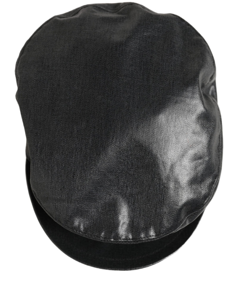 Dolce & Gabbana Black Cotton Gold DG Chain Baker Boy Capello Hat