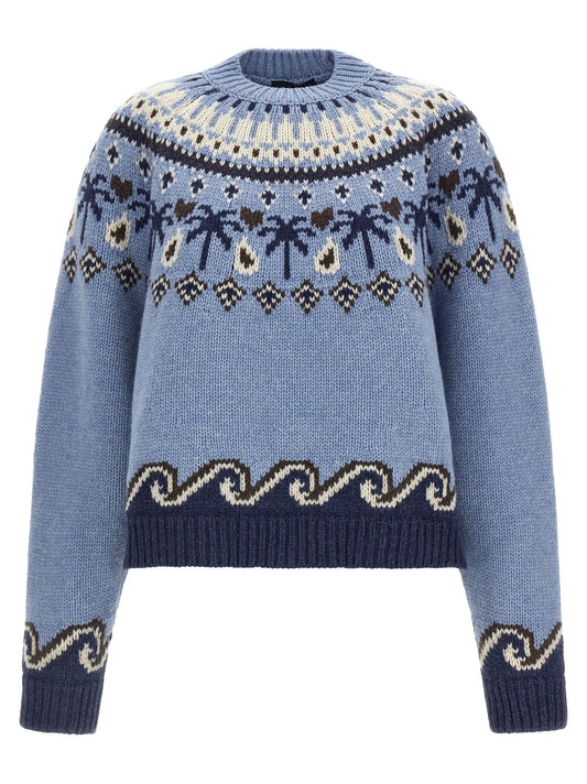 Cardigan Alanui bleu en laine vierge