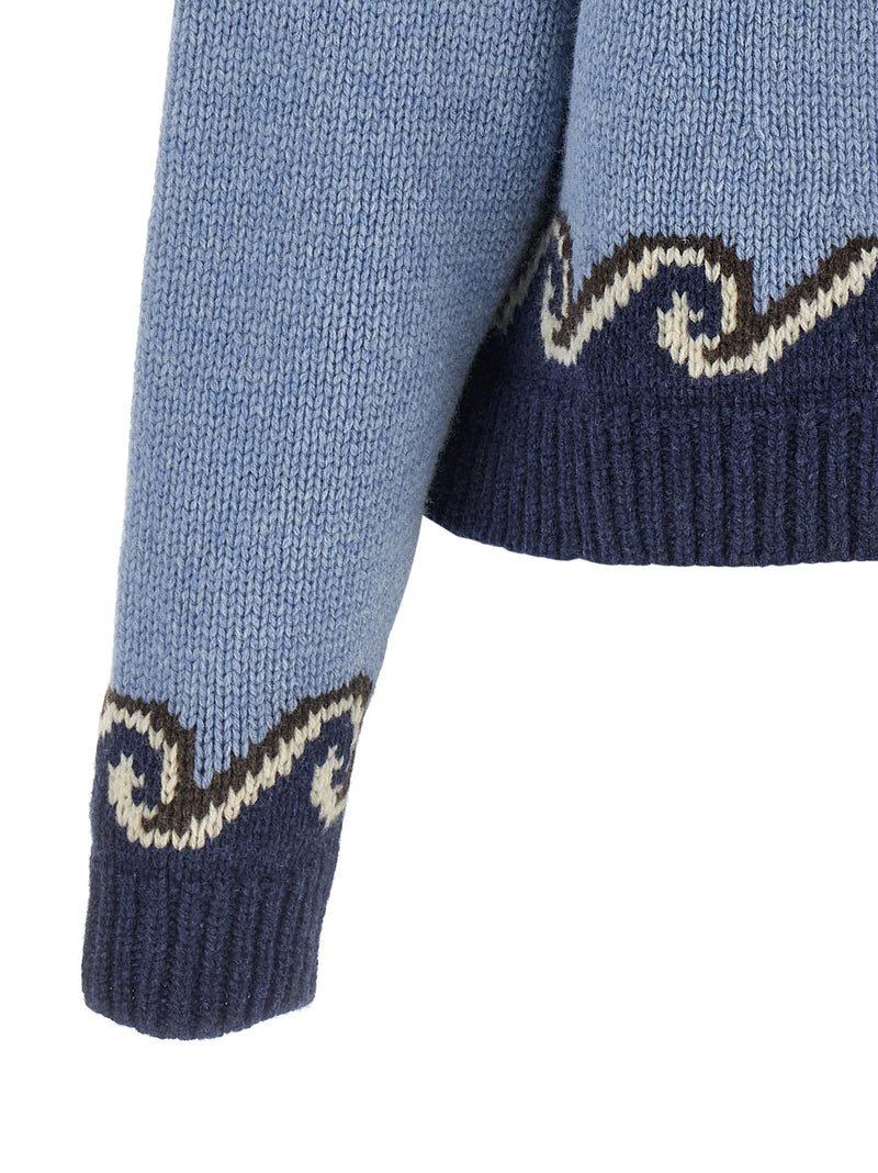 Cardigan Alanui bleu en laine vierge