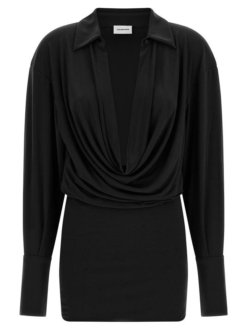 La robe courte en polyester noir Andamane