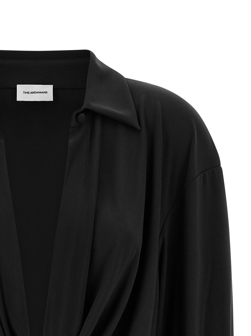 La robe courte en polyester noir Andamane