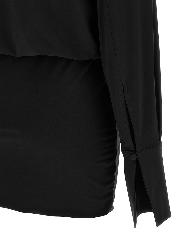 La robe courte en polyester noir Andamane