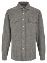 Chemisier en cachemire gris Brunello Cucinelli