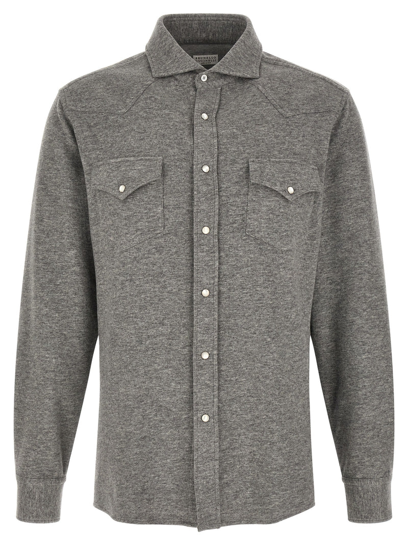 Chemisier en cachemire gris Brunello Cucinelli