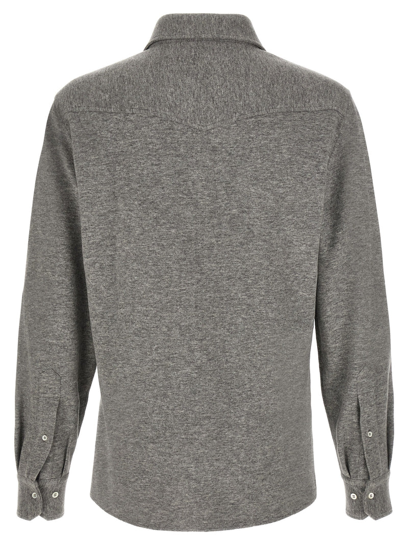 Chemisier en cachemire gris Brunello Cucinelli