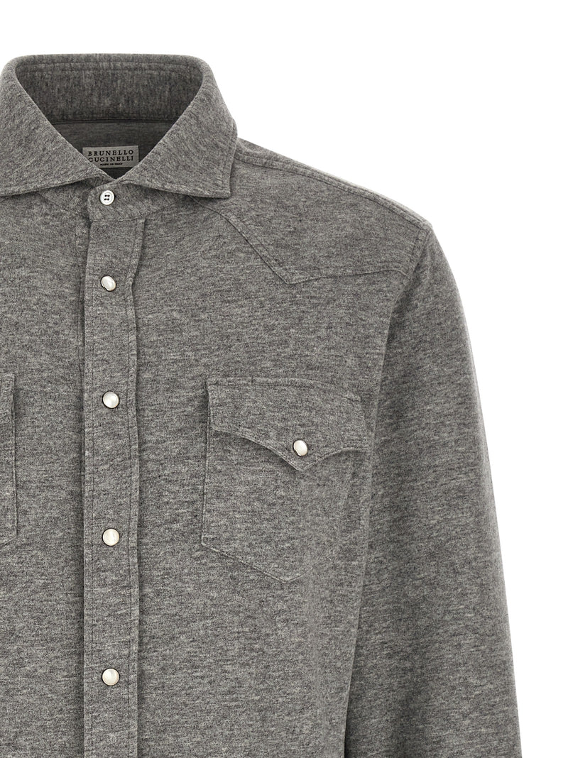 Chemisier en cachemire gris Brunello Cucinelli