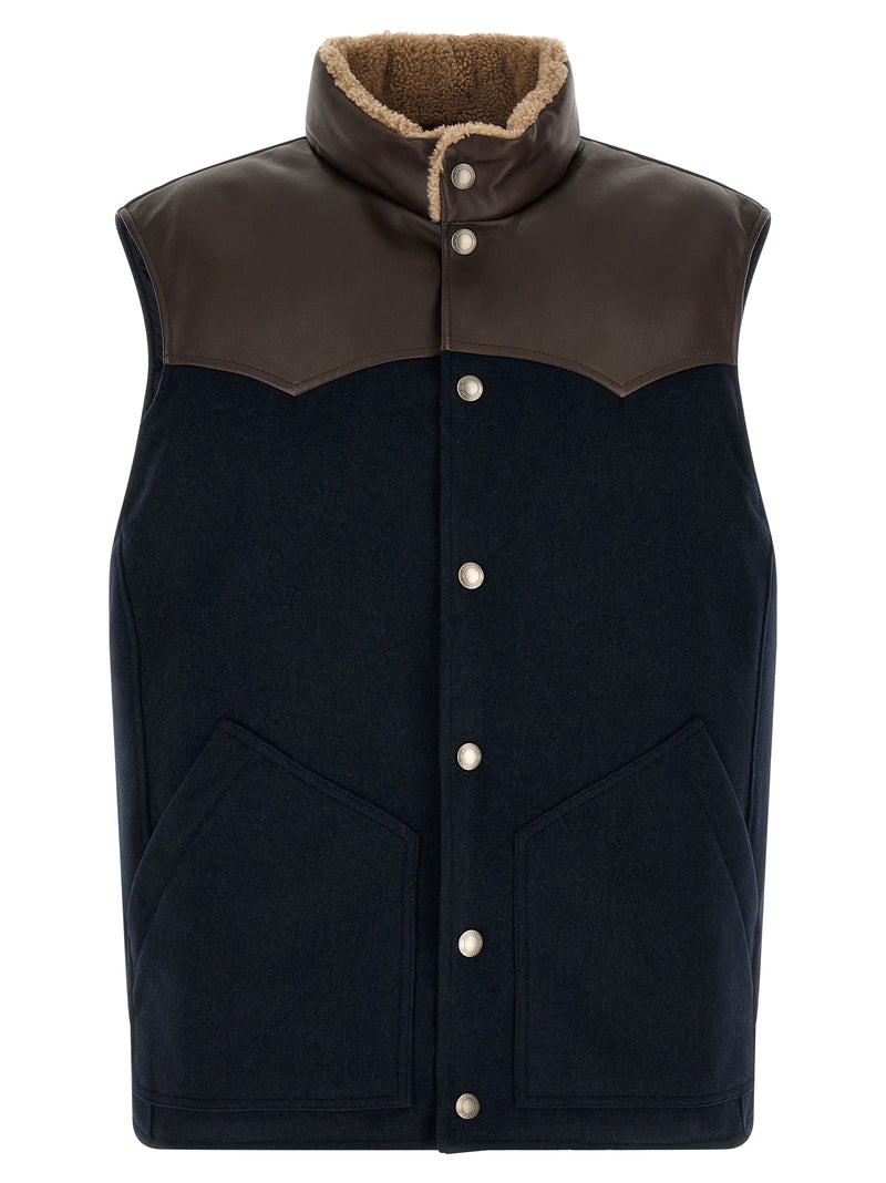 Brunello Cucinelli Gilet bleu en laine sans manches