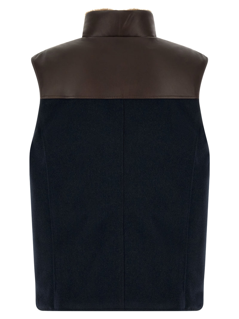 Brunello Cucinelli Gilet bleu en laine sans manches