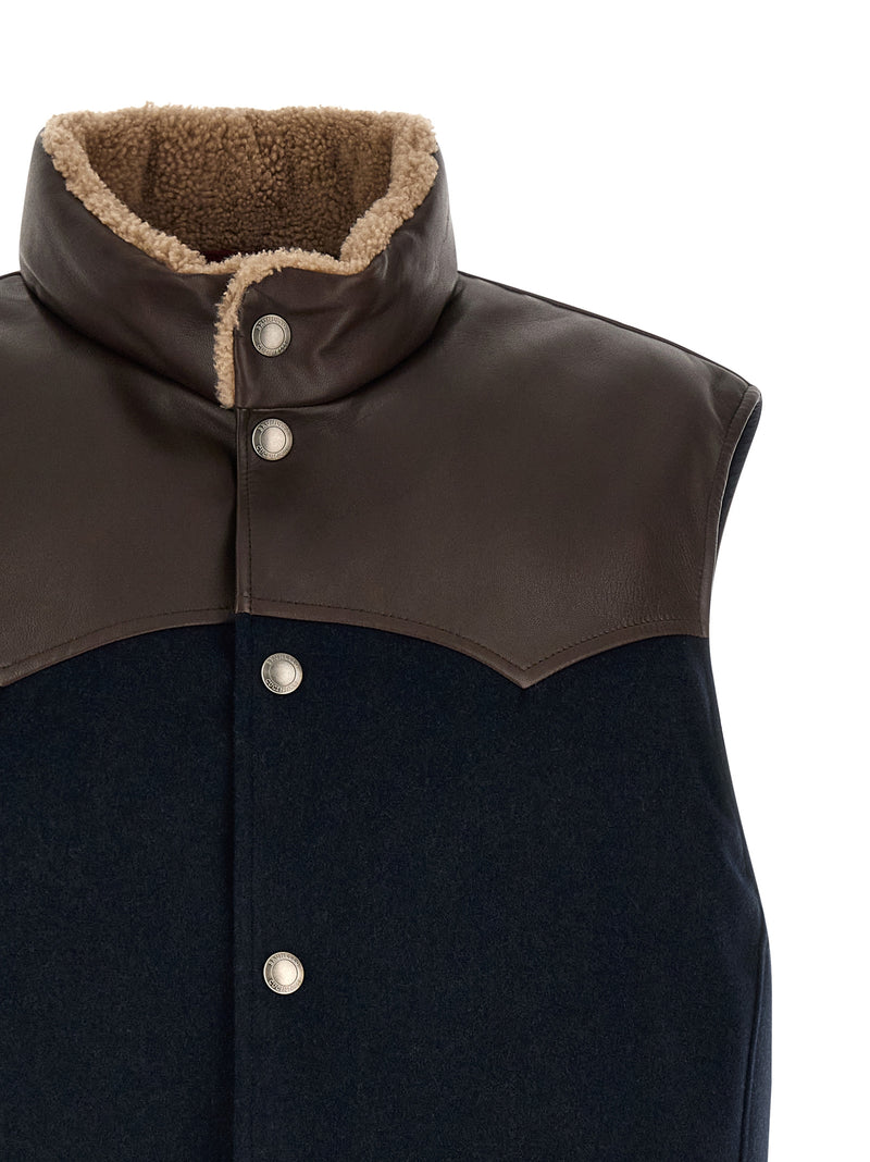Brunello Cucinelli Gilet bleu en laine sans manches