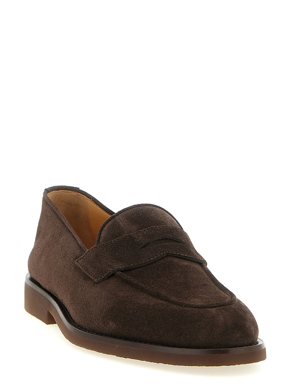 Mocassins à enfiler Brunello Cucinelli en cuir de veau marron