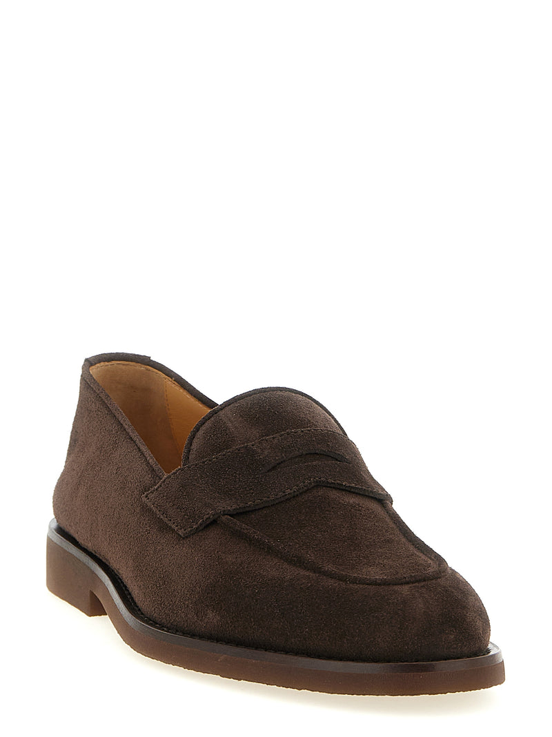 Mocassins à enfiler Brunello Cucinelli en cuir de veau marron