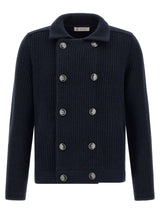 Brunello Cucinelli Blue Cashmere Cardigan