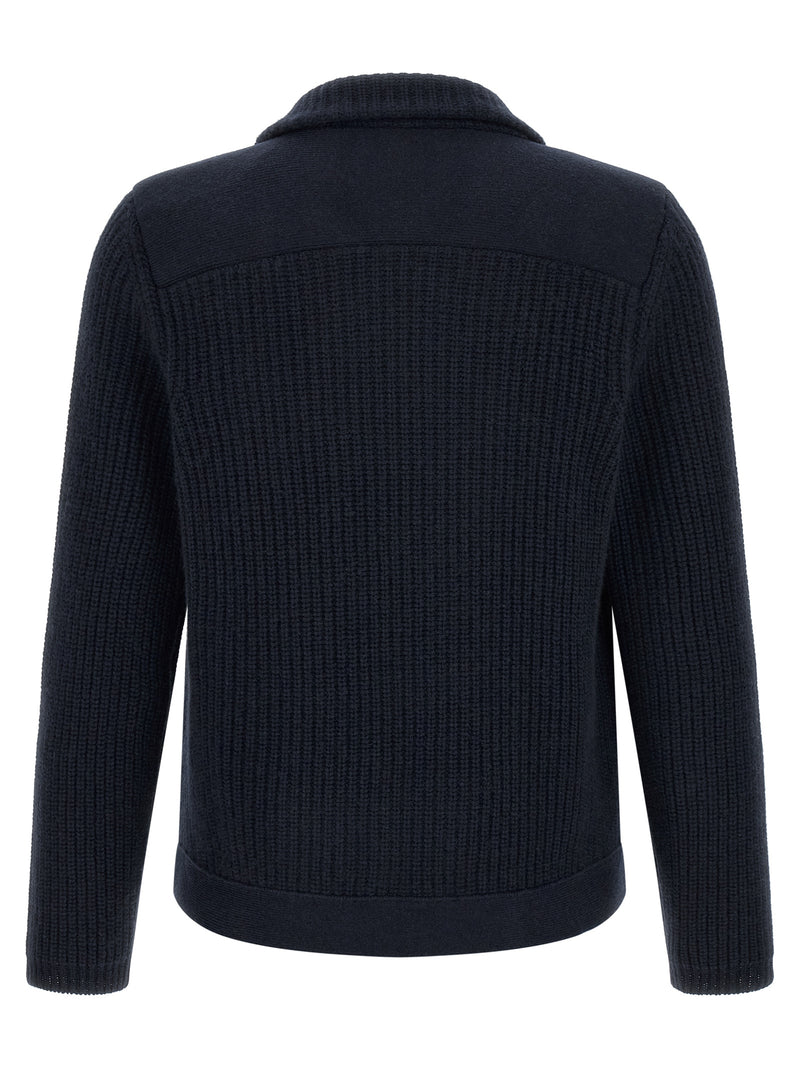 Cardigan Brunello Cucinelli bleu en cachemire