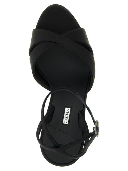 LE SILLA Black Viscose Stiletto Heel Sandals