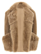 BLANCHA Veste sans manches en fourrure d'agneau beige