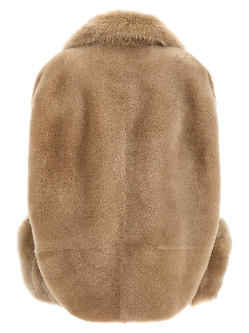 BLANCHA Veste sans manches en fourrure d'agneau beige