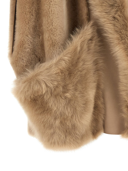 BLANCHA Beige Lamb Fur Sleeveless Jacket