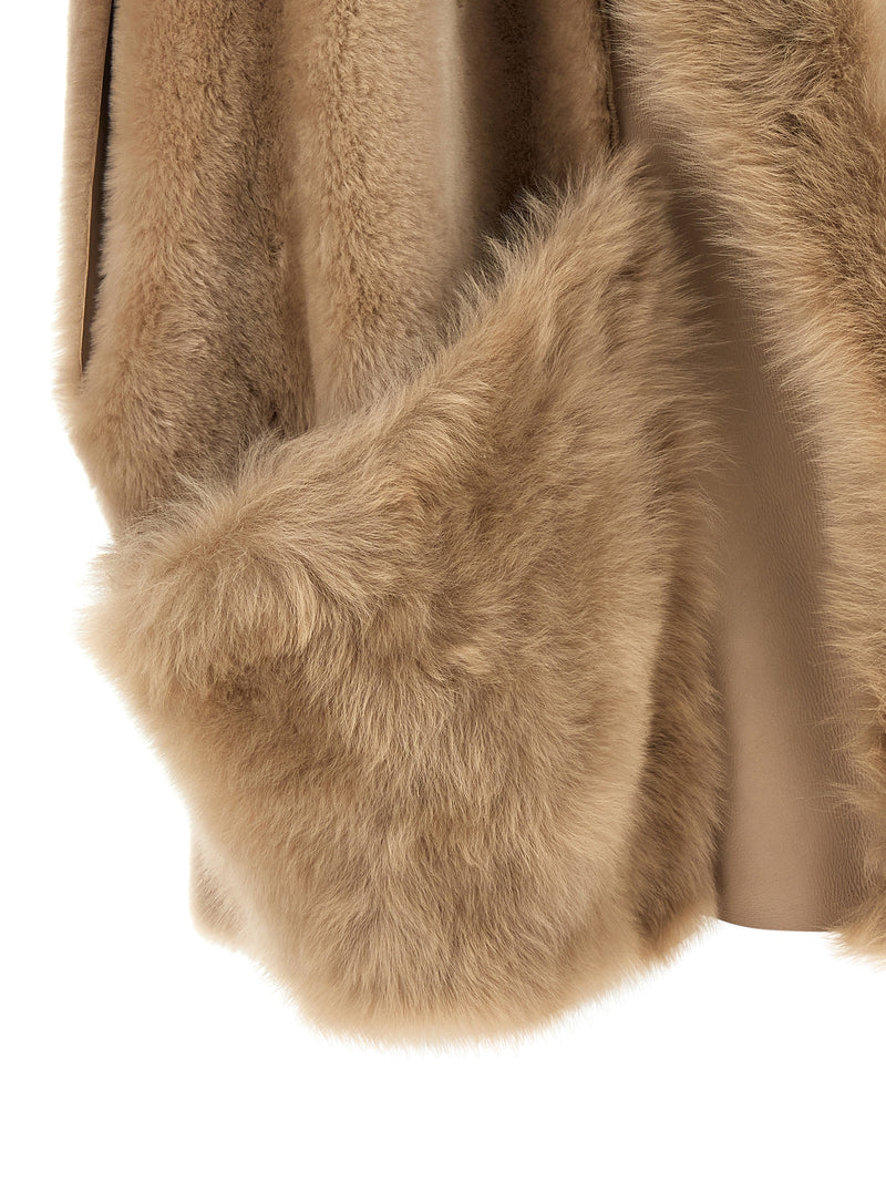 BLANCHA Veste sans manches en fourrure d'agneau beige