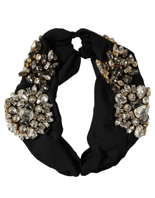 Serre-tête en soie noire Dolce & Gabbana orné de cristaux, taille unique