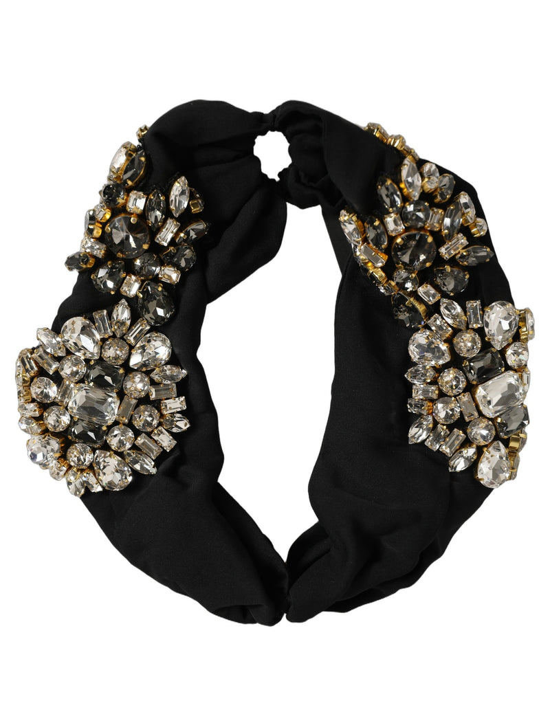 Serre-tête en soie noire Dolce & Gabbana orné de cristaux, taille unique