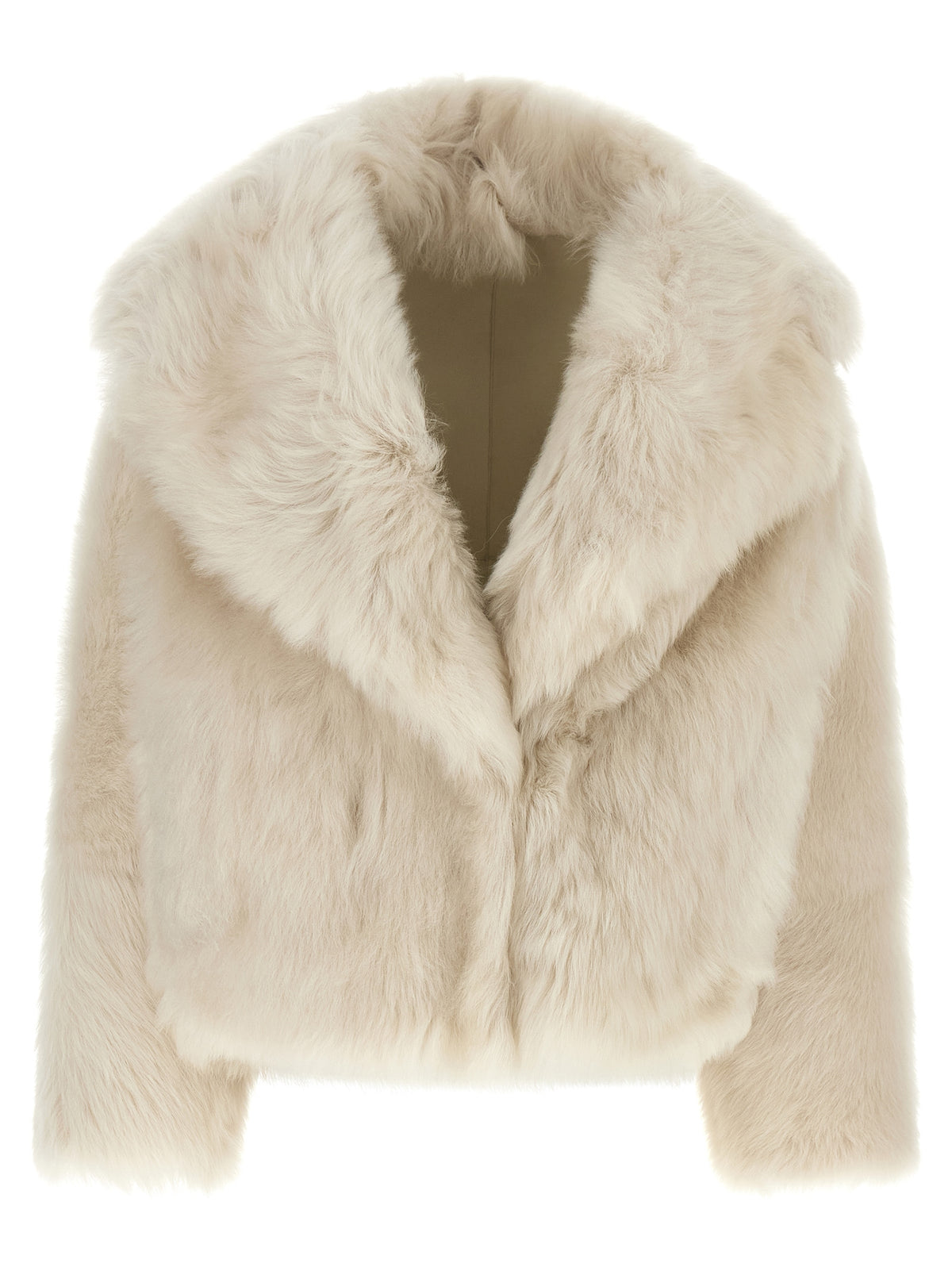 BLANCHA Blouson long en fourrure d'agneau blanche