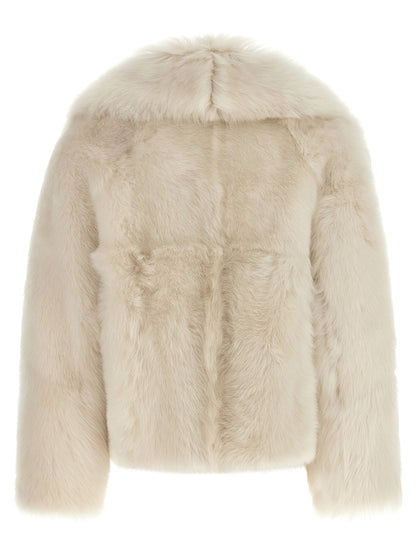 BLANCHA White Lamb Fur Full-Length Jacket