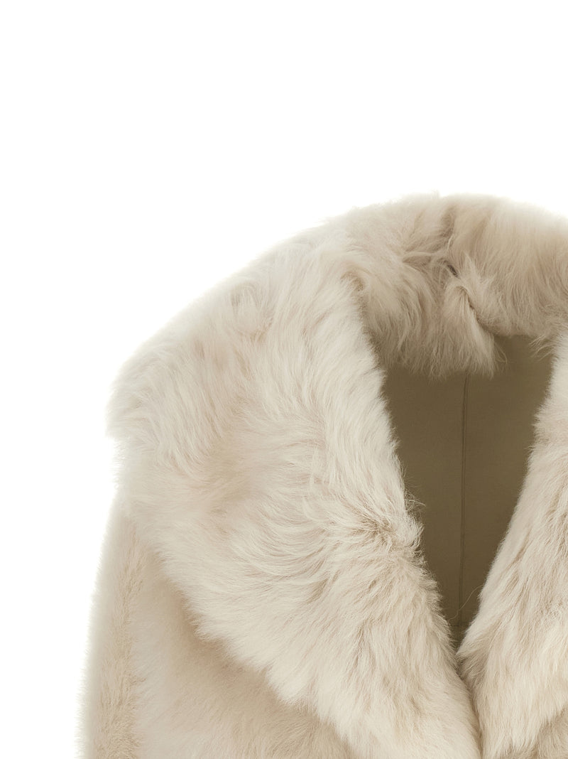 BLANCHA Blouson long en fourrure d'agneau blanche