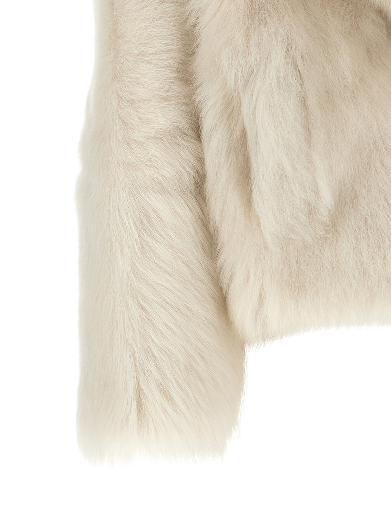 BLANCHA Blouson long en fourrure d'agneau blanche