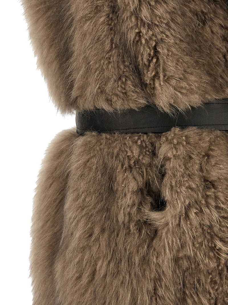 BLANCHA Gilet sans manches en fourrure d'agneau beige