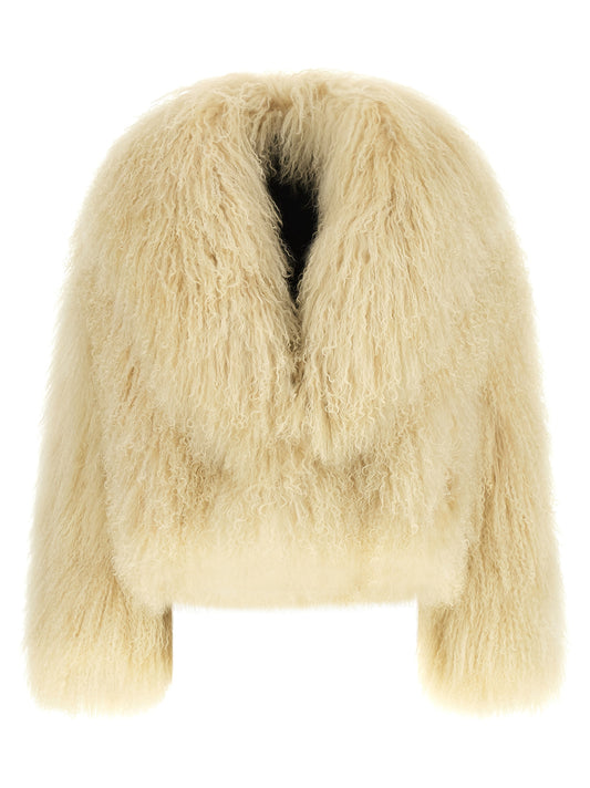BLANCHA Blouson Biker en Cachemire Beige