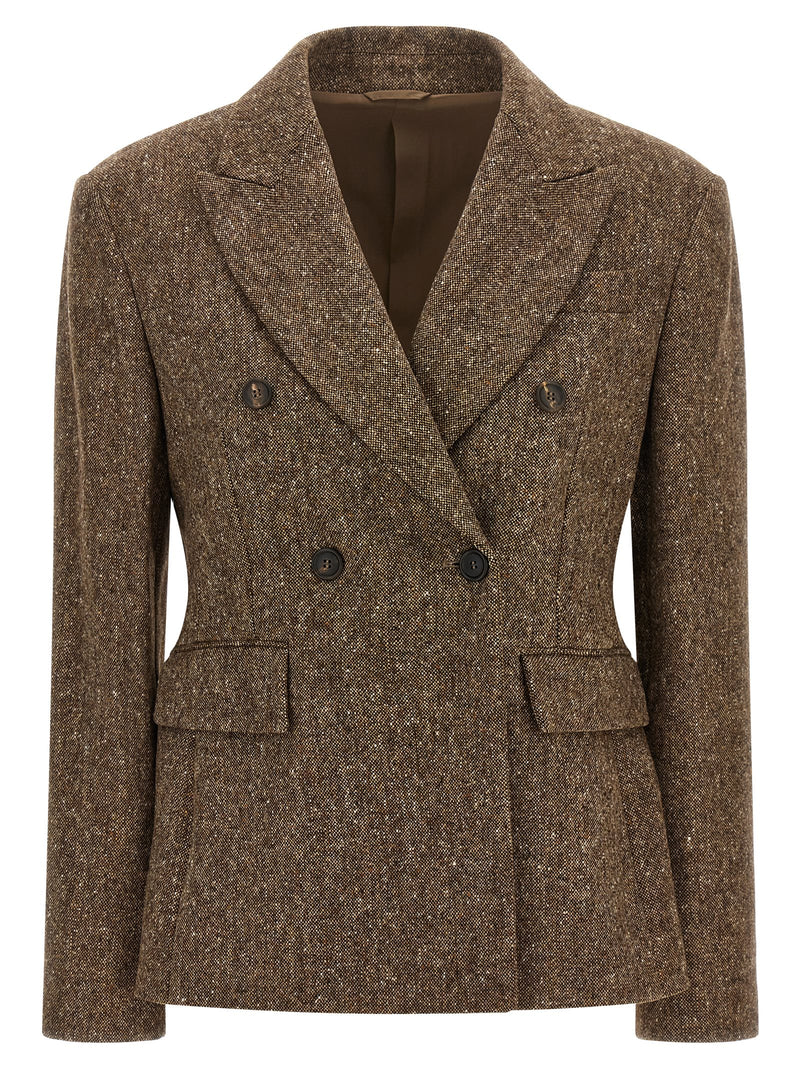 Brunello Cucinelli Blazer en laine vierge marron