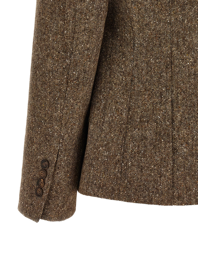 Brunello Cucinelli Blazer en laine vierge marron