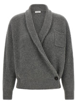 Brunello Cucinelli Cardigan Gris Cachemire