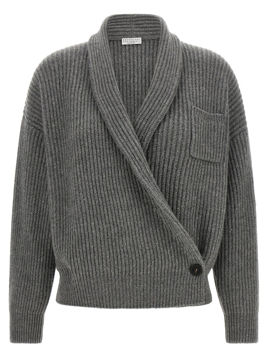 Brunello Cucinelli Cardigan Gris Cachemire