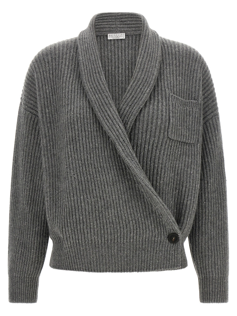 Brunello Cucinelli Cardigan Gris Cachemire
