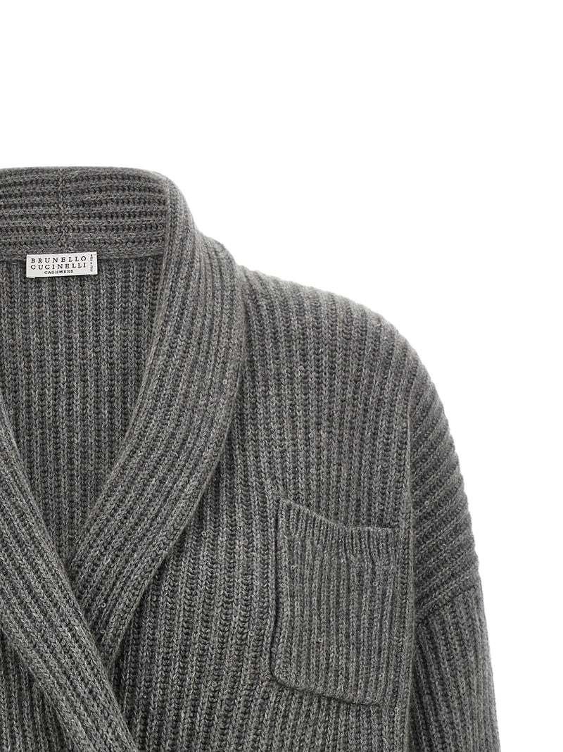 Brunello Cucinelli Cardigan Gris Cachemire