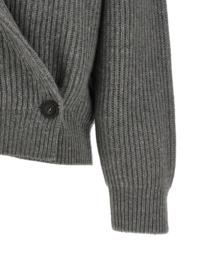 Brunello Cucinelli Cardigan Gris Cachemire