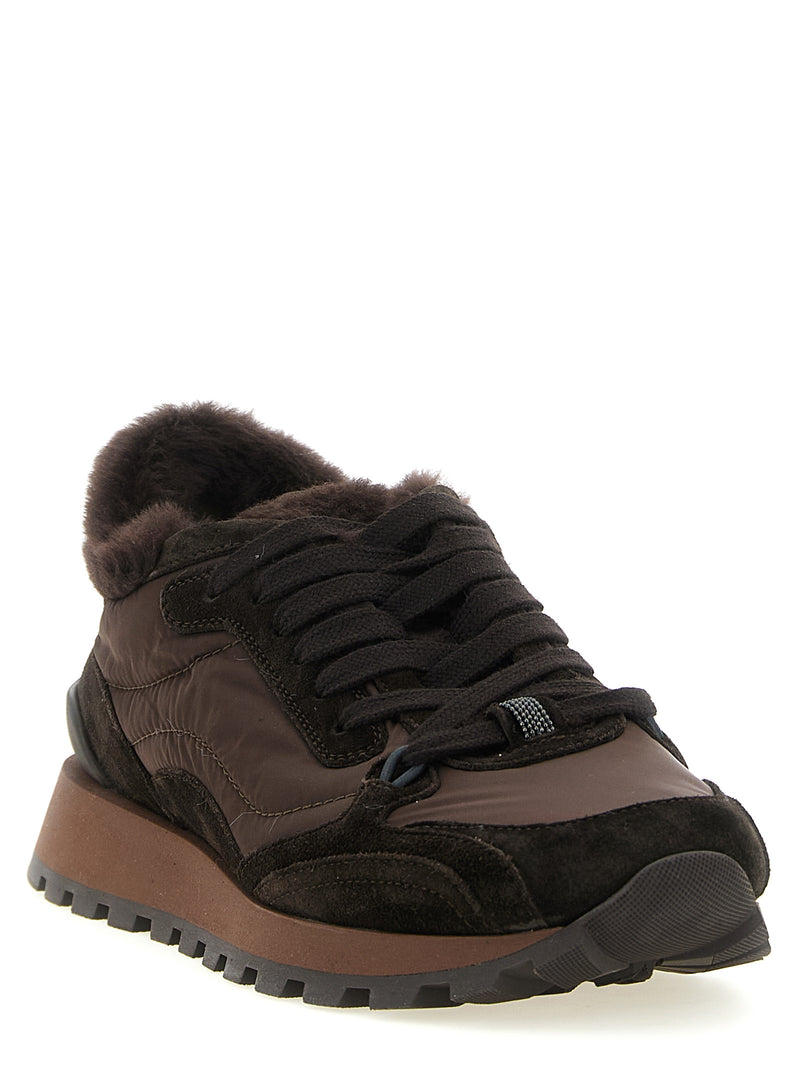 Baskets athlétiques Brunello Cucinelli en cuir de veau noir