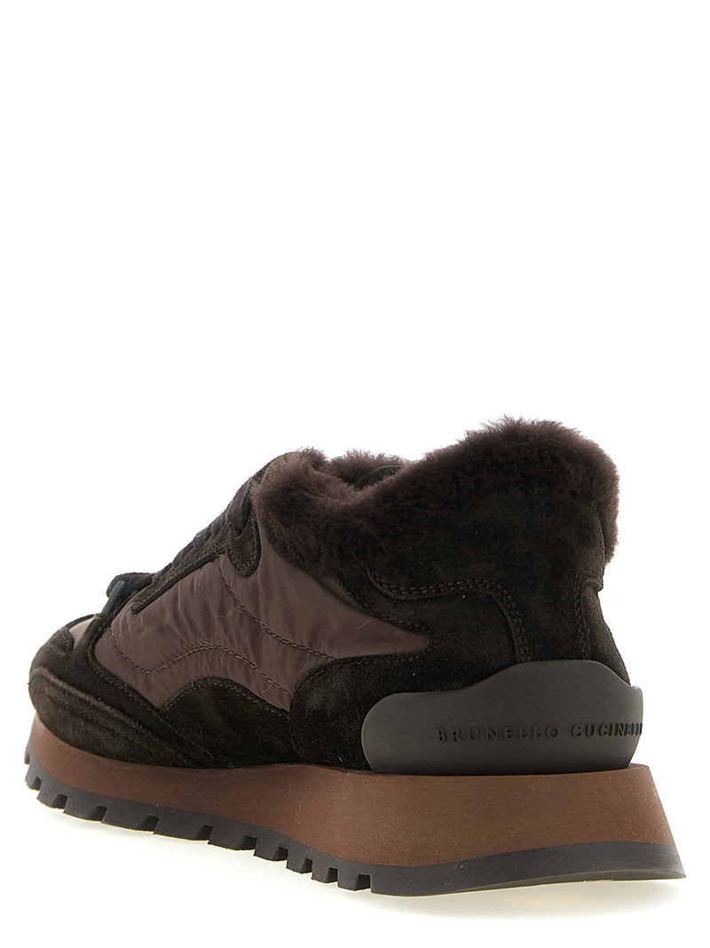 Baskets athlétiques Brunello Cucinelli en cuir de veau noir