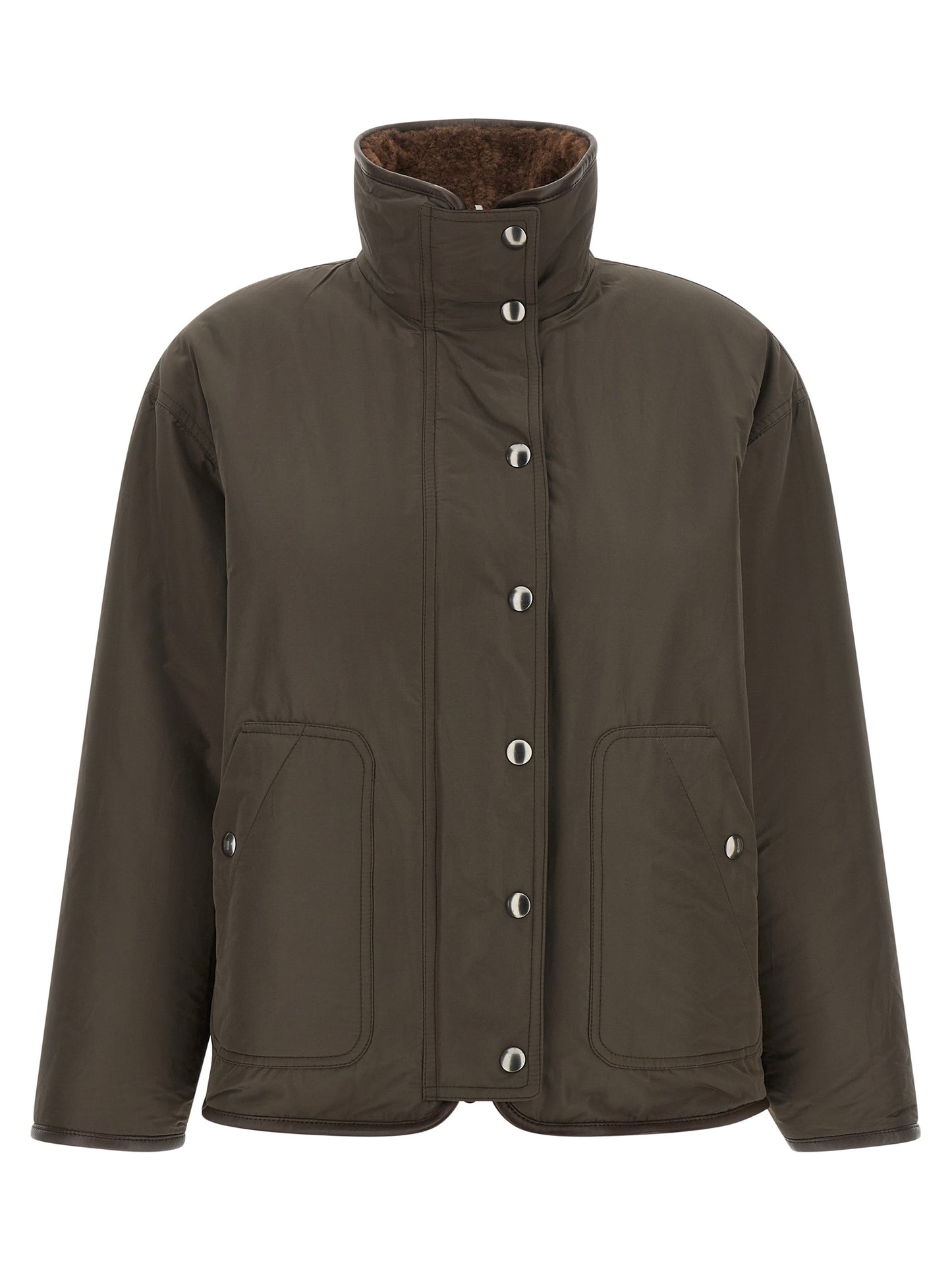 Brunello Cucinelli Brown Lamb Leather Biker Jacket