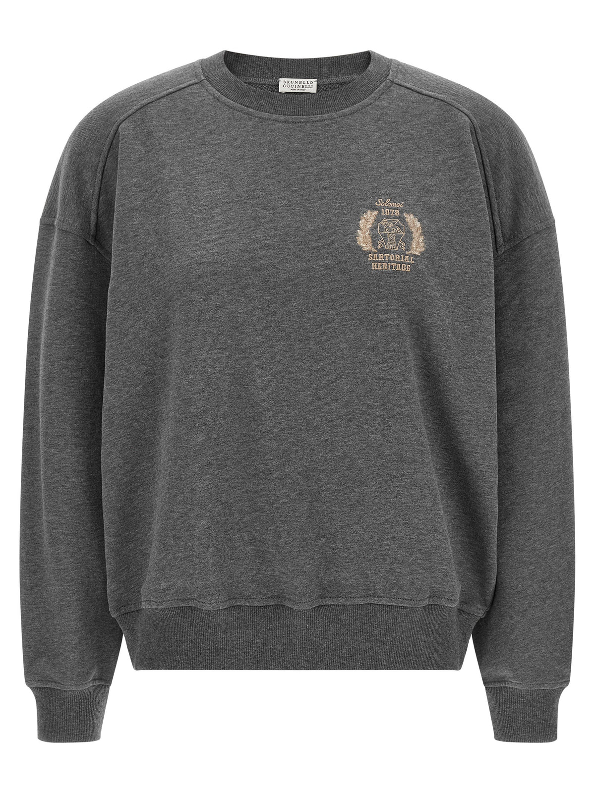 Sweat-shirt en coton gris Brunello Cucinelli
