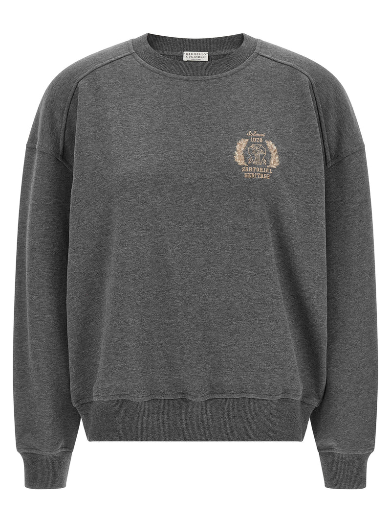 Sweat-shirt en coton gris Brunello Cucinelli