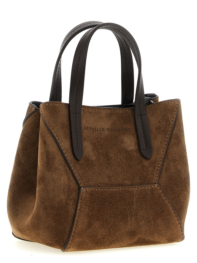 Sac à main Brunello Cucinelli en cuir de veau marron