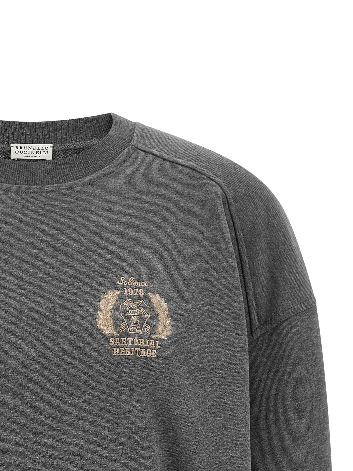 Sweat-shirt en coton gris Brunello Cucinelli