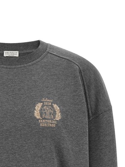Brunello Cucinelli Gray Cotton Sweatshirt