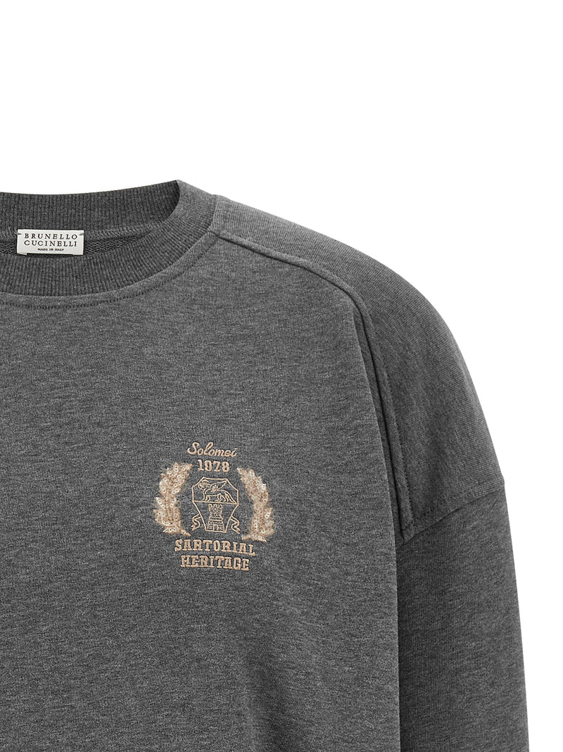 Sweat-shirt en coton gris Brunello Cucinelli