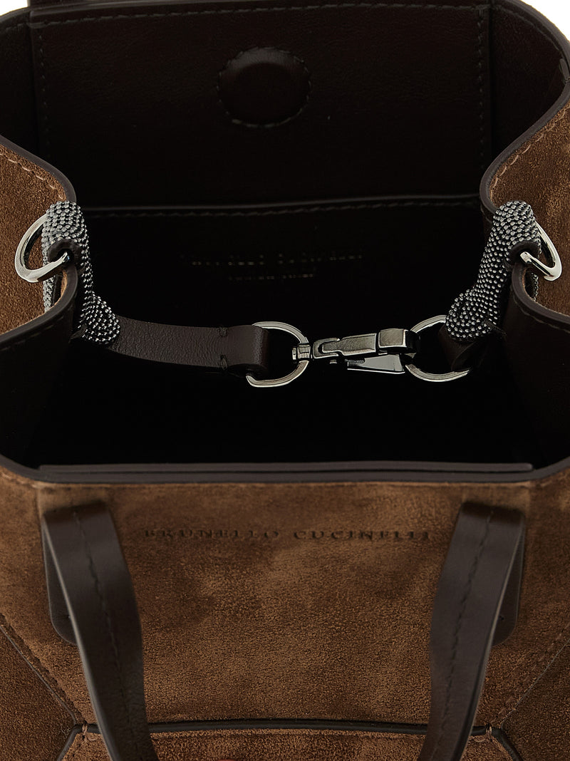 Sac à main Brunello Cucinelli en cuir de veau marron