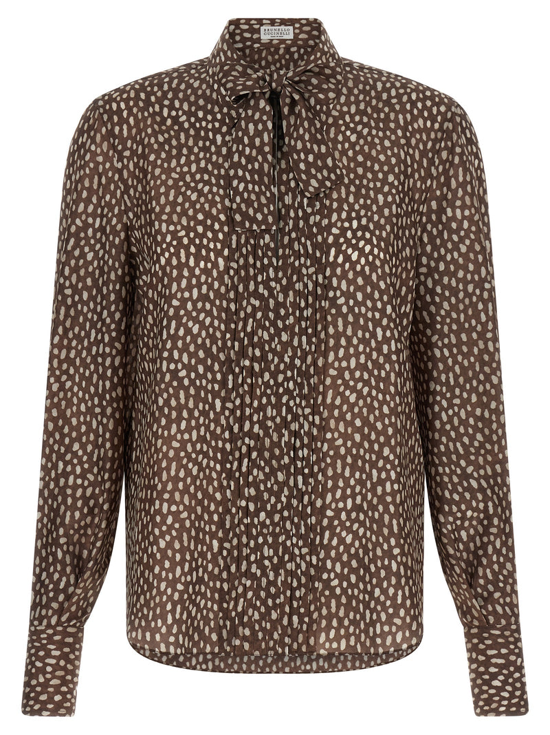 Brunello Cucinelli Chemisier en soie marron